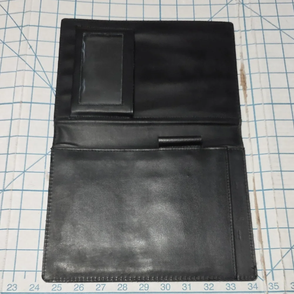 Black Folio, Pen - Unit Insignia US Army 5th Finance Group Germany 1980s 10x7.5